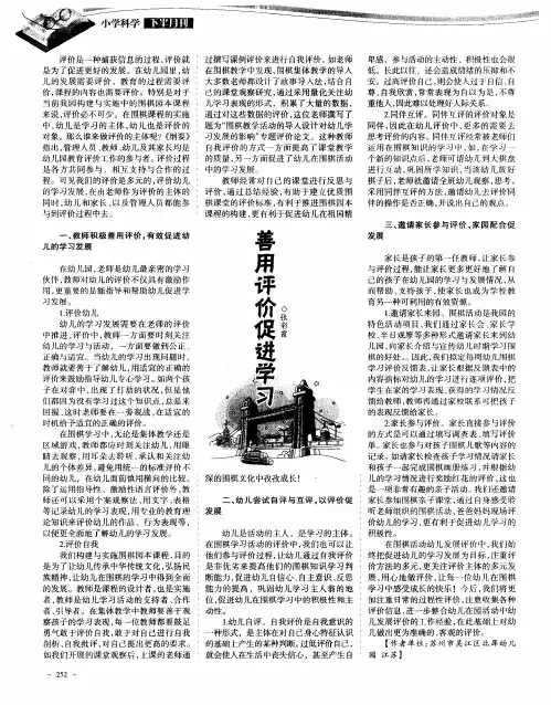 善用评价促进学习