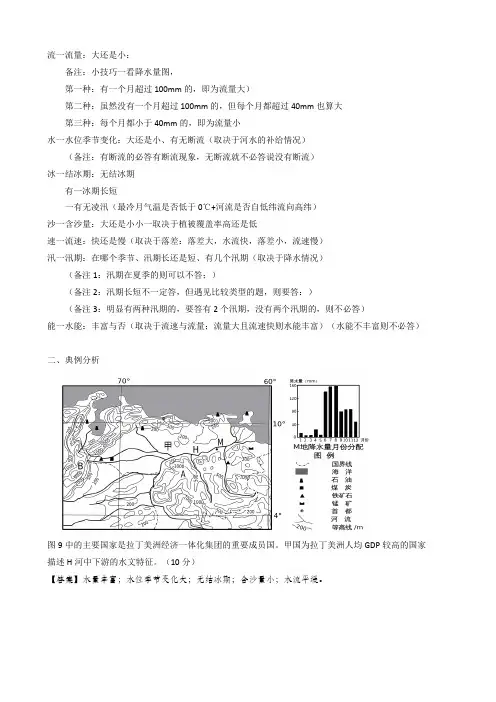 高考地理复习二轮微专题  特征类：水文特征