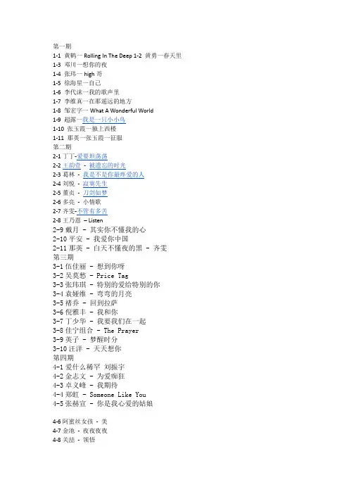 中国好声音歌曲名单