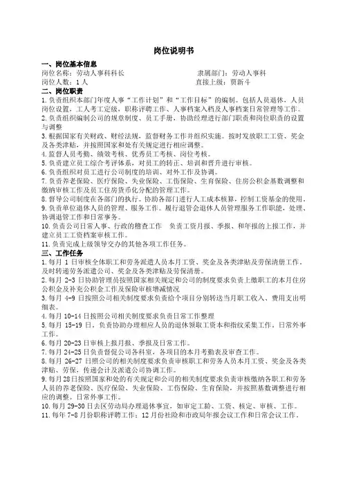 岗位说明书(1)
