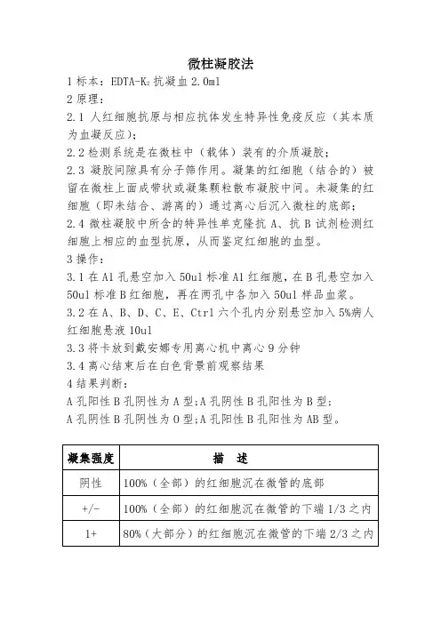 微柱凝胶法血型鉴定操作规程