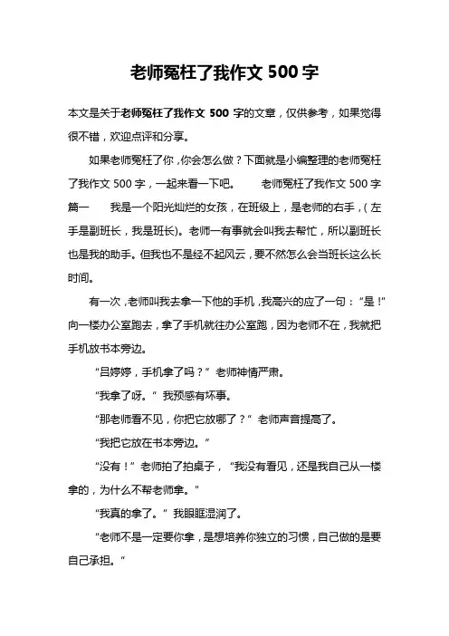 老师冤枉了我作文500字