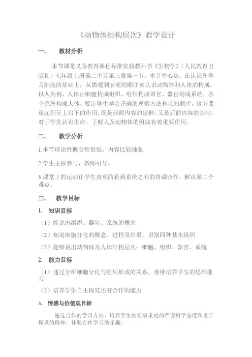 动物体结构层次