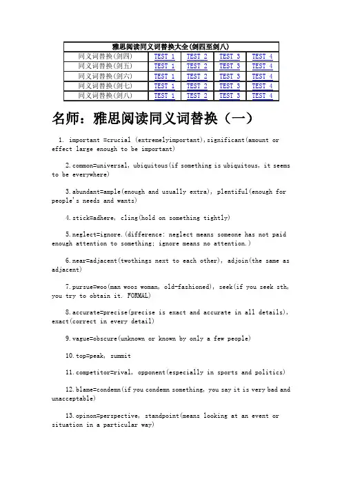 雅思阅读同义词替换总结