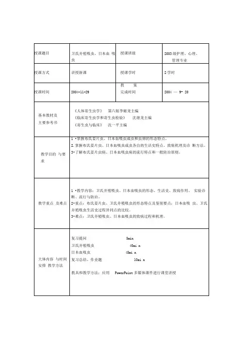 卫氏并殖吸虫、日本血吸虫