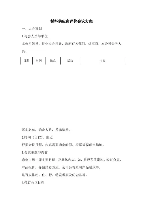 供应商大会方案
