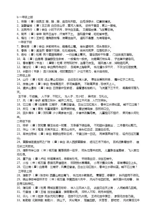 1-6年级必背古诗词