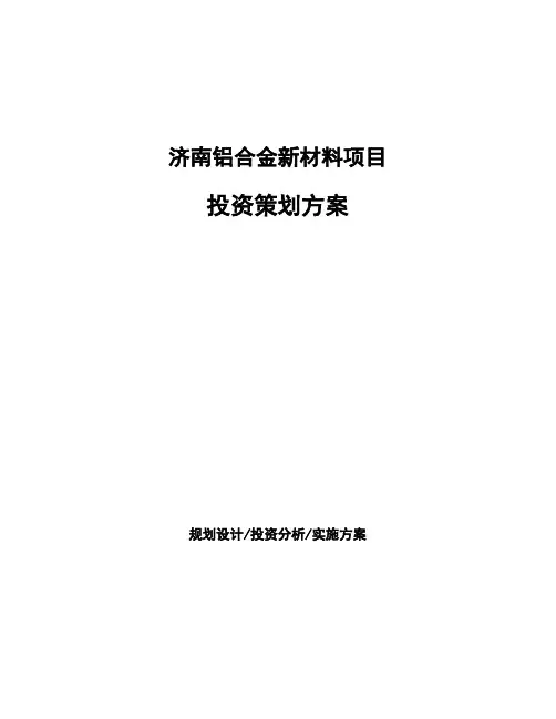 济南铝合金新材料项目投资策划方案