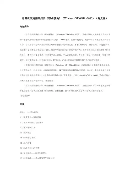 计算机应用基础实训