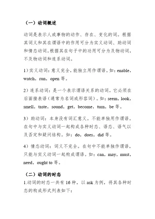 英语中动词的用法总结