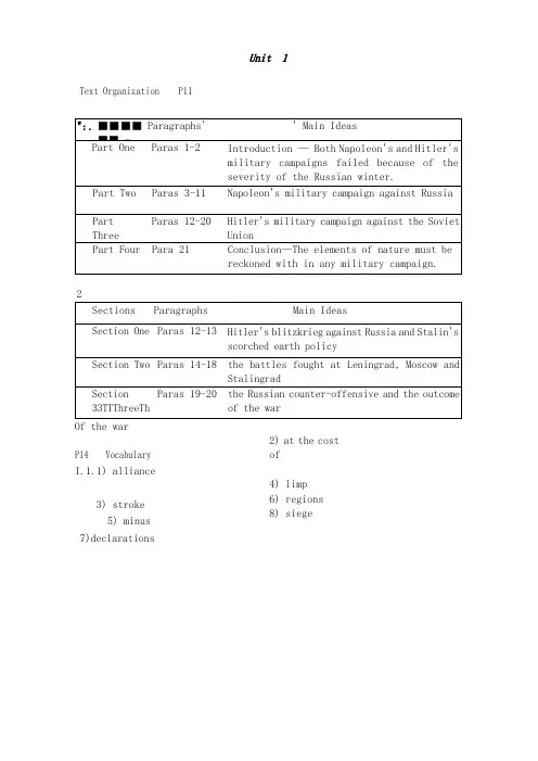 全新版大学英语第二版综合教程4课后答案全
