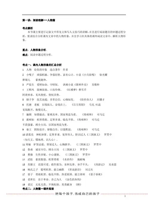 1阅读理解---人物篇讲义