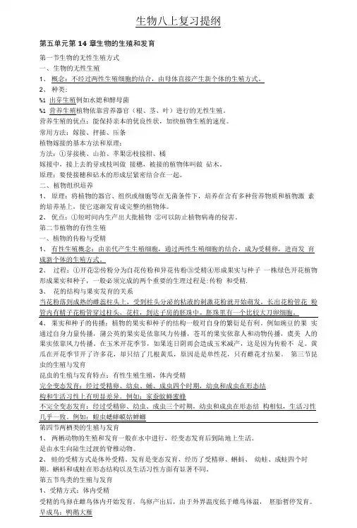 八上生物复习提纲-期中-苏教版.doc