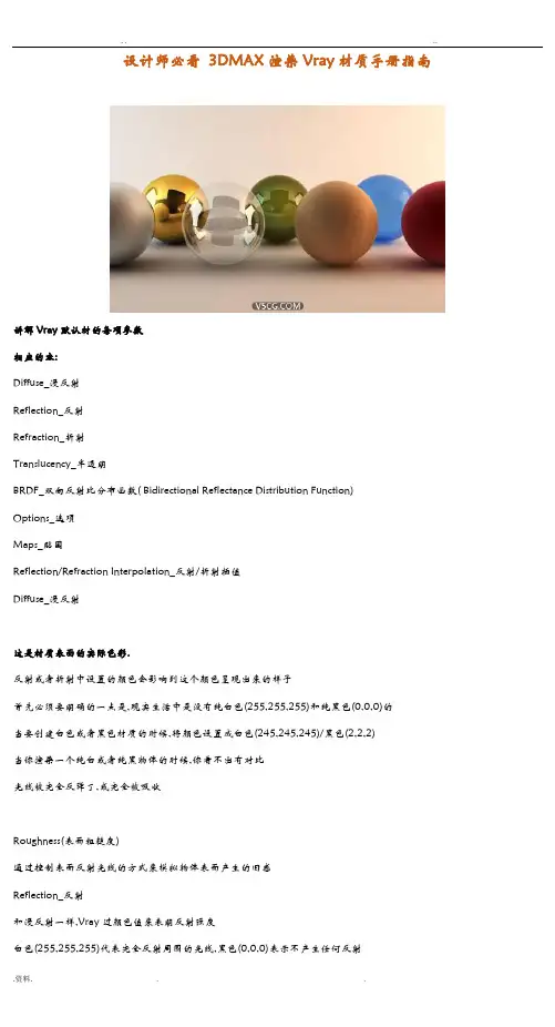 设计师必看3DMAX渲染Vray材质手册指南