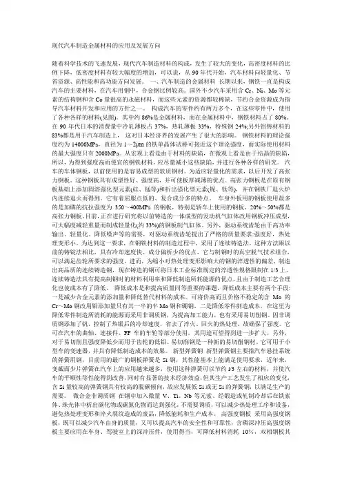 现代汽车制造金属材料的应用及发展方向