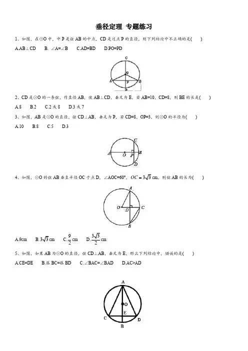 垂径定理 专题练习