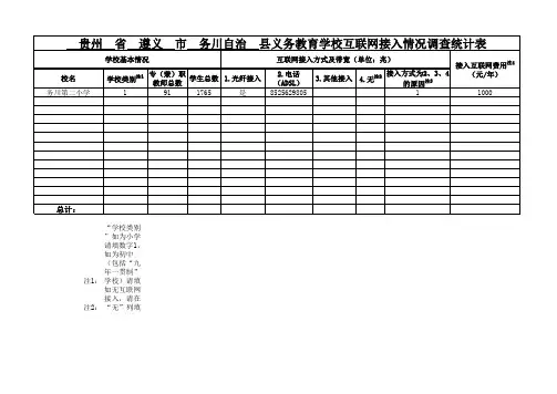 义务教育学校互联网接入情况调查统计表