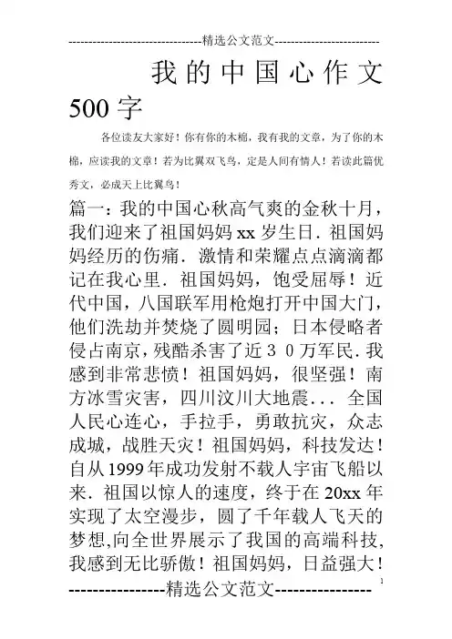 我的中国心作文500字