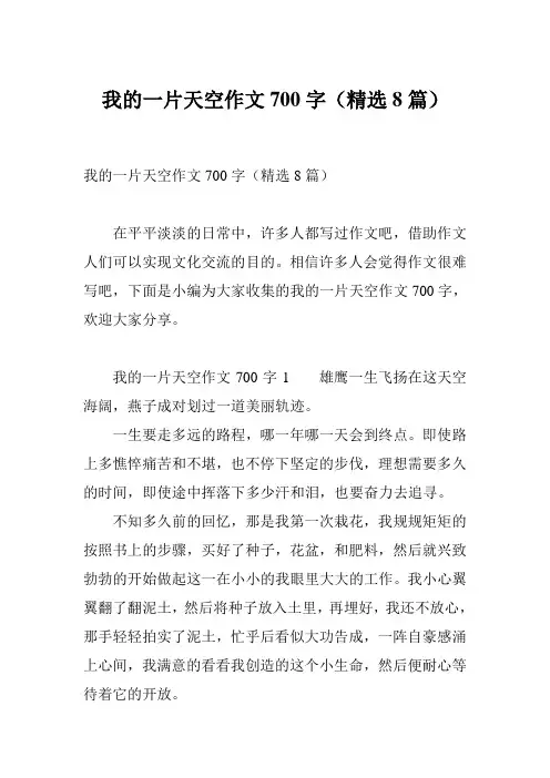 我的一片天空作文700字(精选8篇)