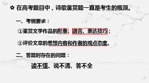 高考语文复习诗歌鉴赏之如何读懂古诗词课件62张