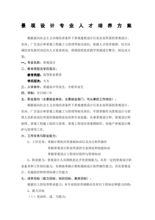 环境艺术设计专业人才培养方案