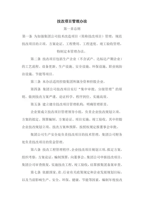 技改项目管理办法
