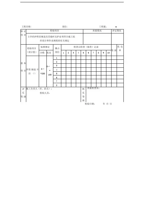 工程质量检验评定表格