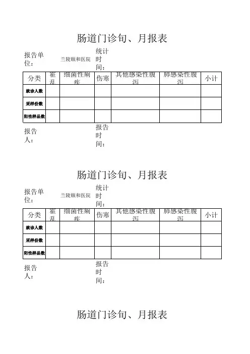 肠道门诊旬、月报表