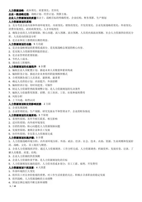 人力资源管理师二级(上海) 复习整理