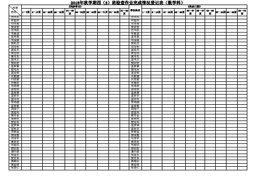 数学作业完成情况检查表