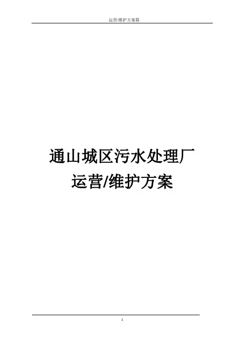 污水厂运营维护方案