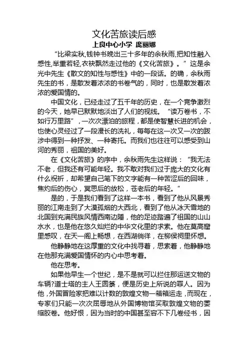 《文化苦旅》读后感 3