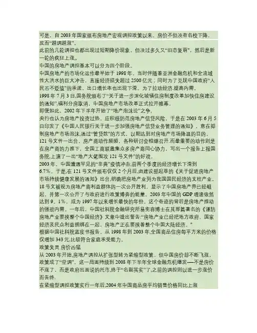 国家房价调控政策(精)