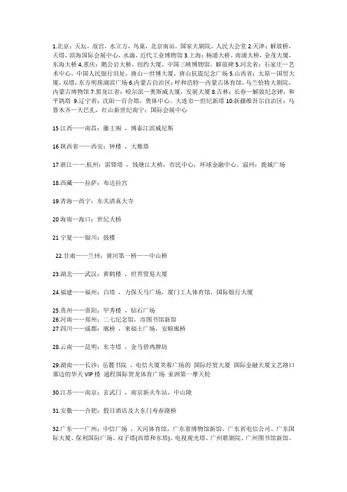 我国各省标志性建筑物