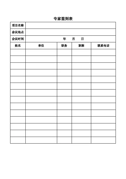 评审会专家签到表、会议签到表、专家组意见表、专家意见表
