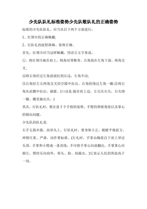 少先队队礼标准姿势少先队敬队礼的正确姿势.doc