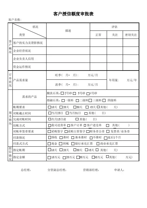 客户授信额度审批表123