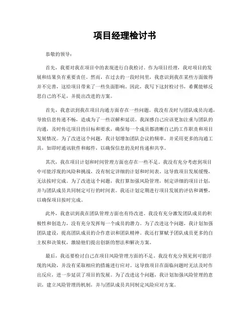 项目经理检讨书 (3)