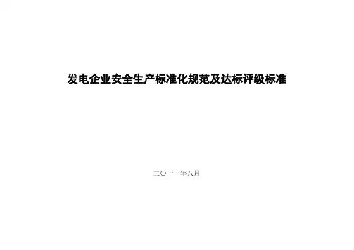 发电企业安全生产标准化规范及达标评级标准