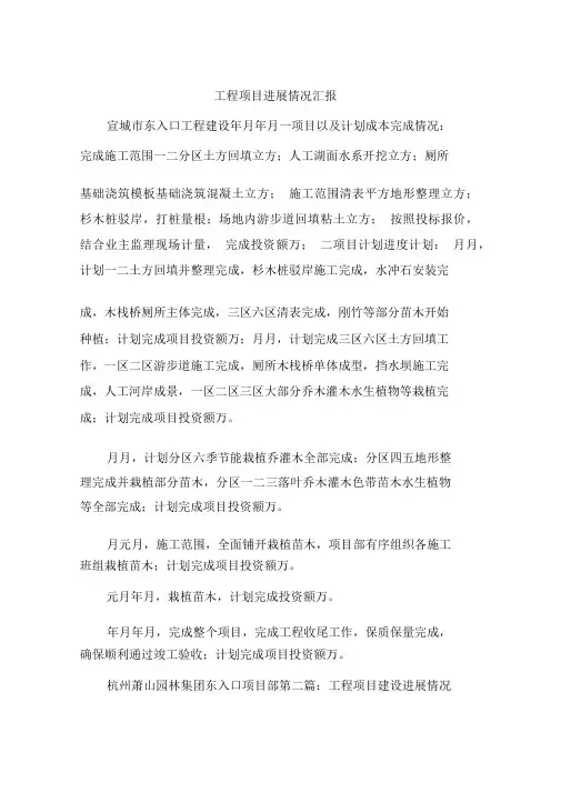 工程项目进展情况汇报 2