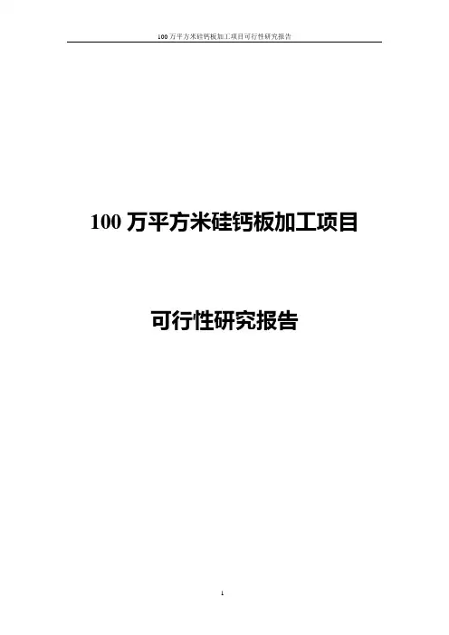 100万平方米硅钙板加工建设项目可行性研究报告