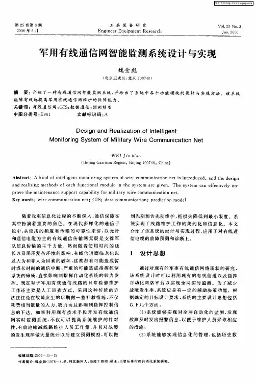 军用有线通信网智能监测系统设计与实现