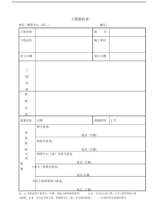 物业工程验收表.doc