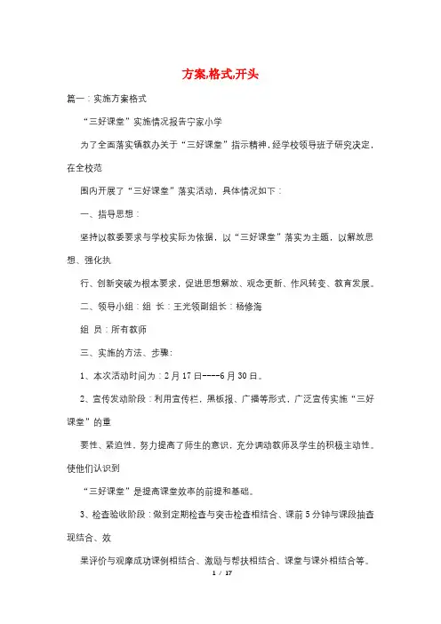 方案,格式,开头