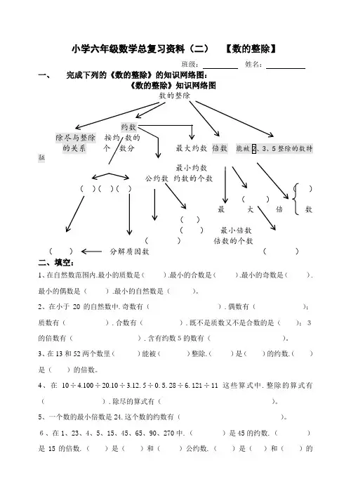 小学六年级数的整除复习题