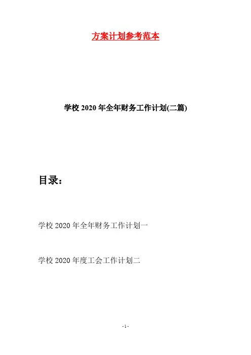 学校2020年全年财务工作计划(二篇)