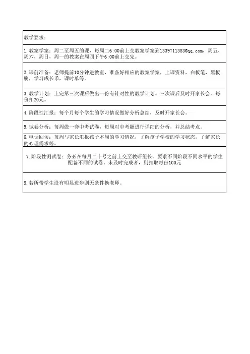 兼职老师教学要求表