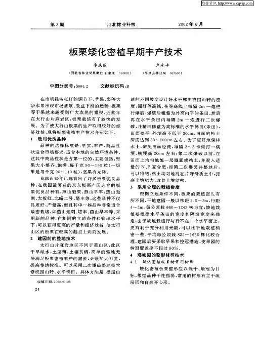 板栗矮化密植早期丰产技术