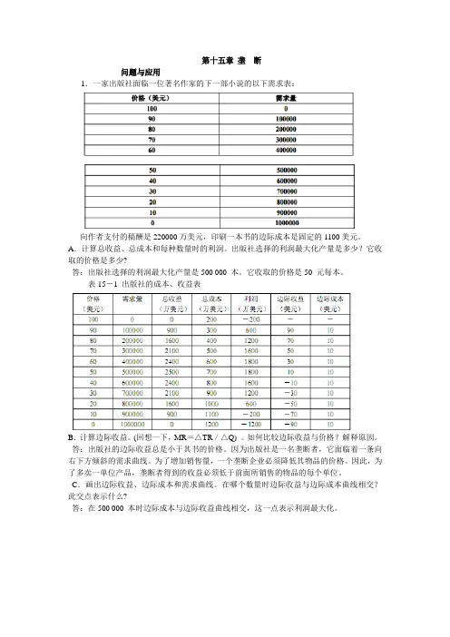 微观经济学第十五章 垄断