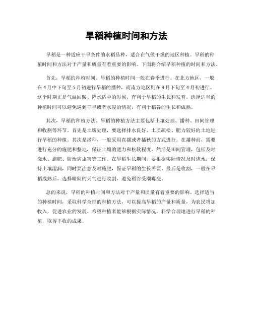 旱稻种植时间和方法